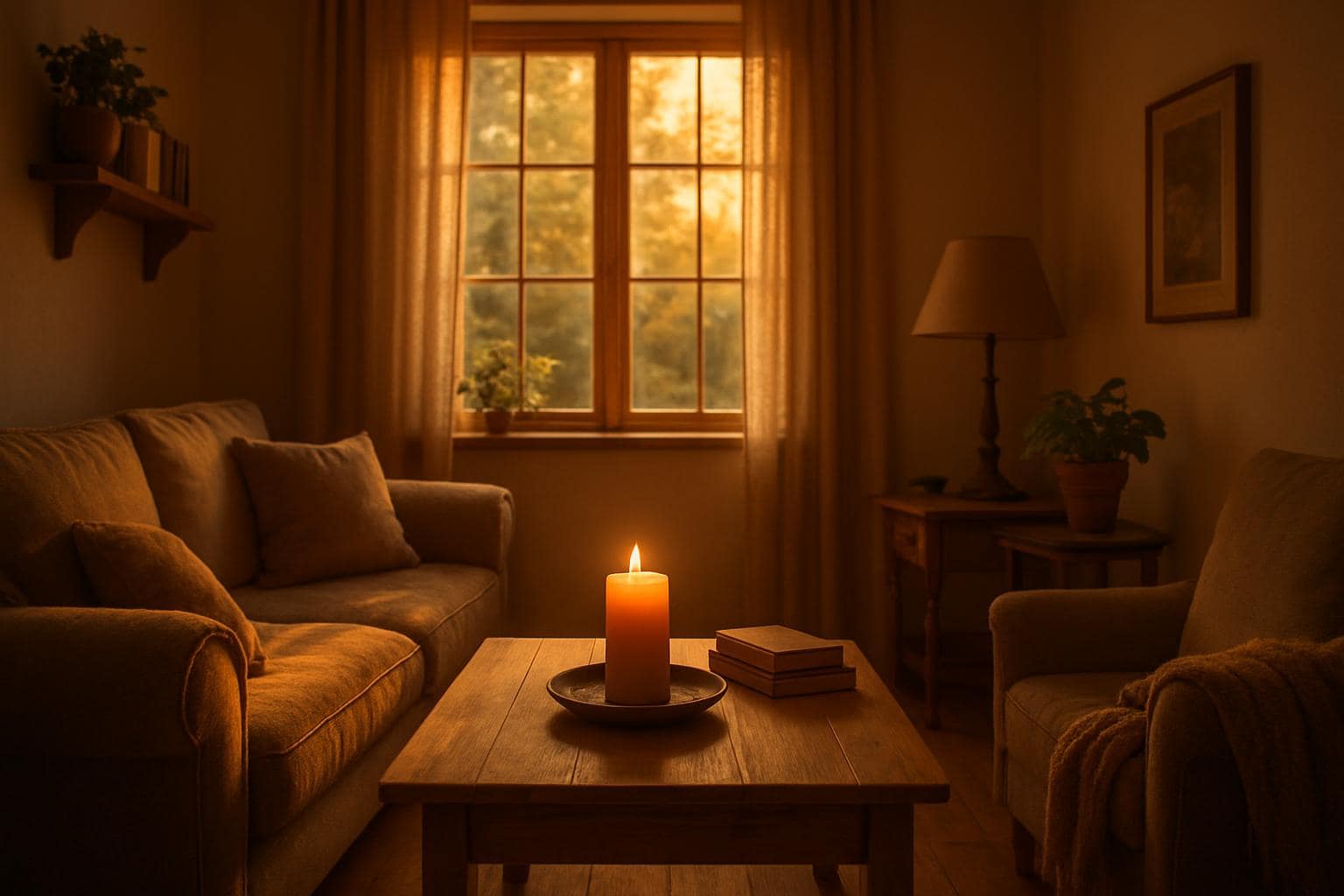 Warm golden light in a cozy home symbolizing stability and balance of angel number 26