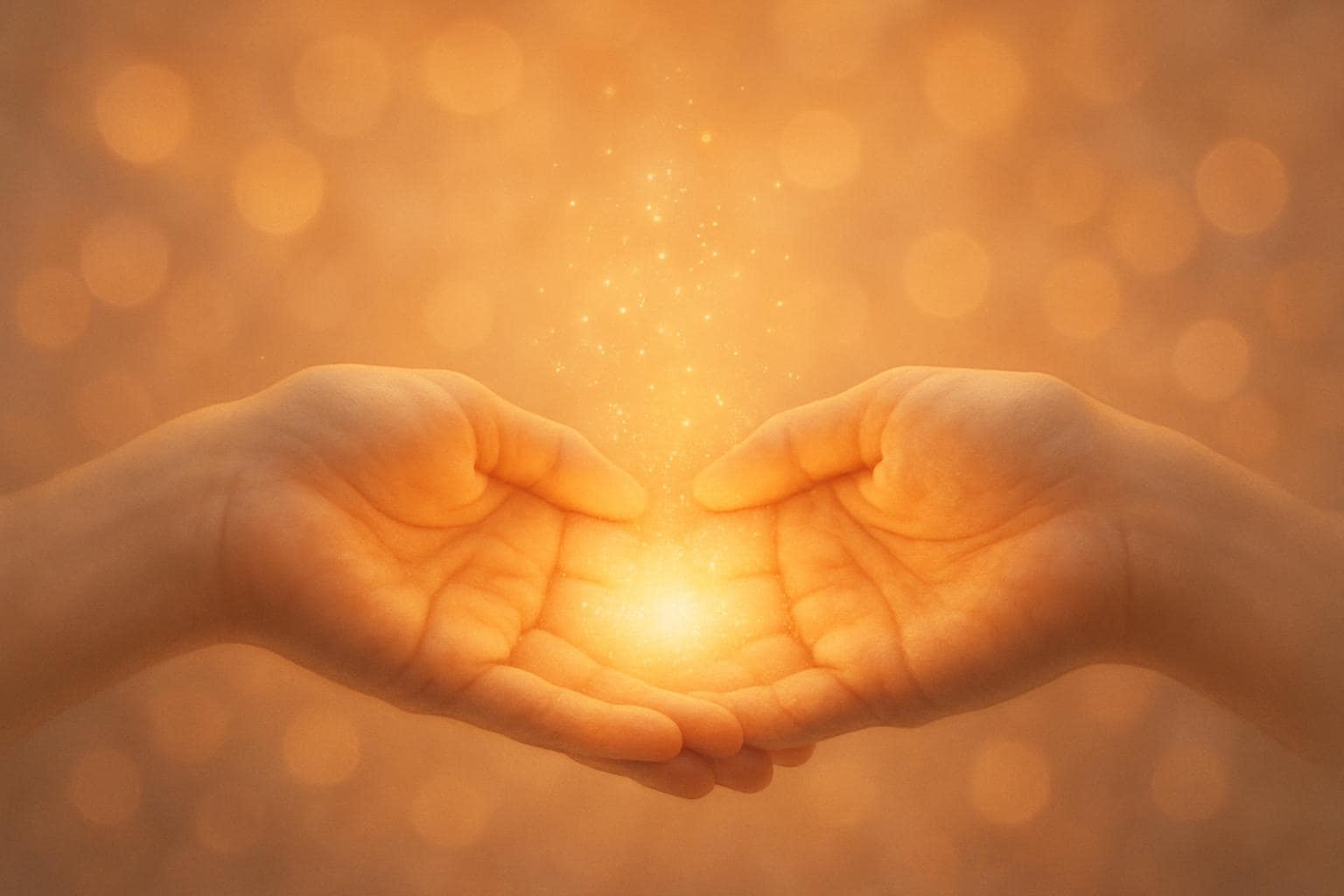 Hands holding soft golden light symbolizing partnership and abundance in angel number 26