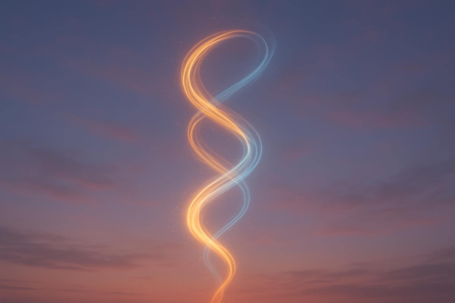 Two swirling light trails symbolizing a growing spiritual connection