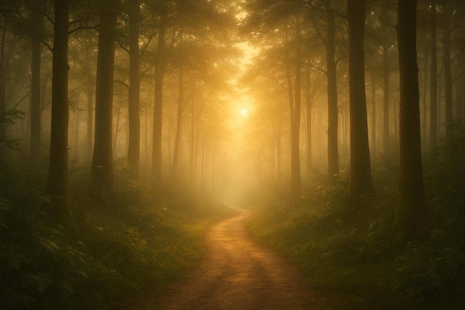 A misty forest path symbolizing steady, grounded spiritual progress