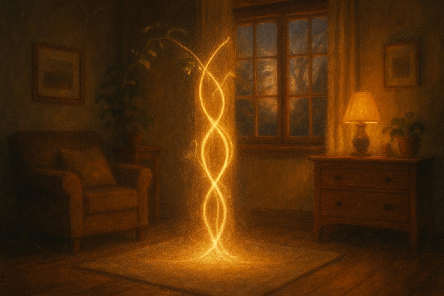 Warm glowing home scene symbolizing balance and partnership in angel number 62