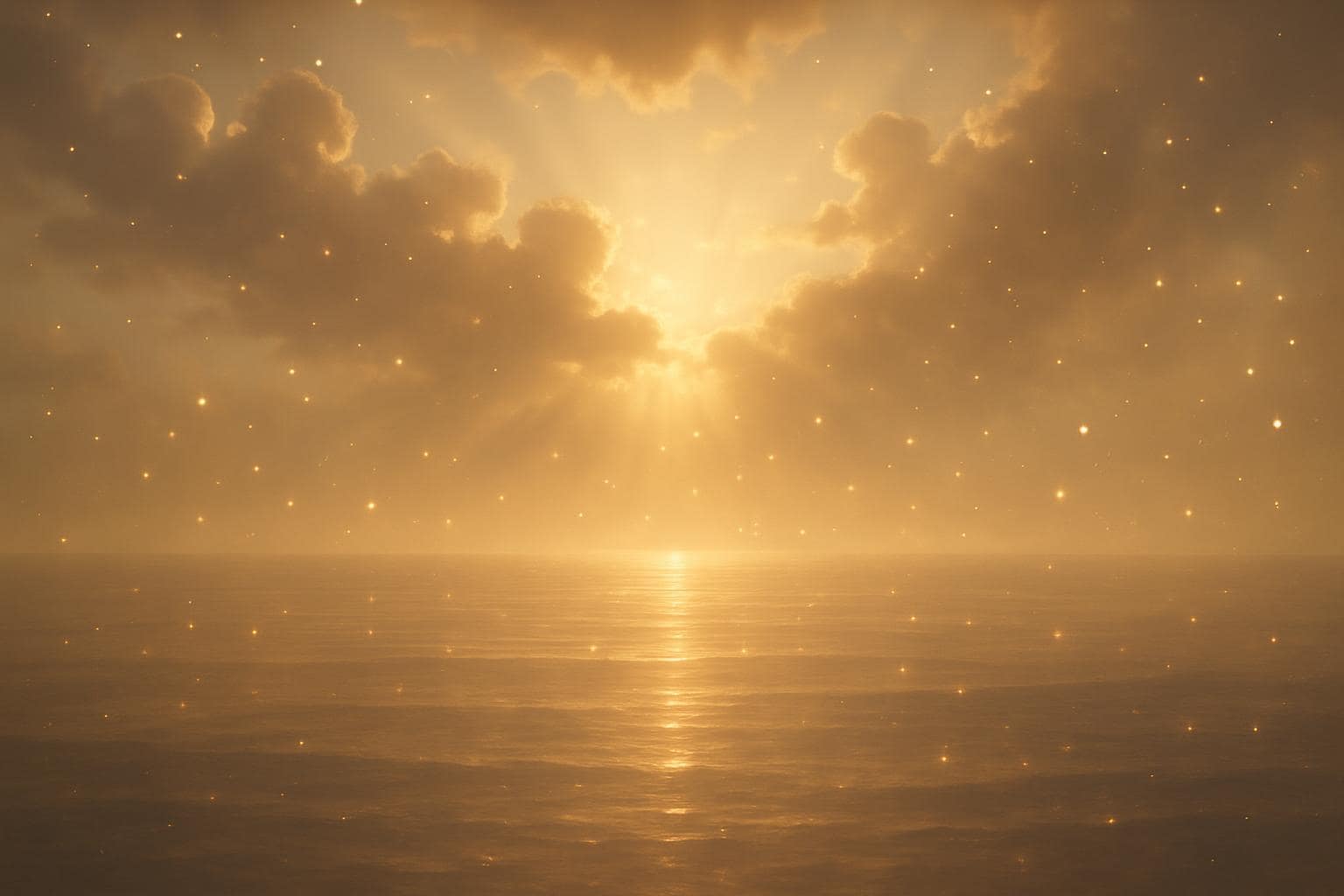 Warm golden light over a peaceful horizon symbolizing spiritual alignment