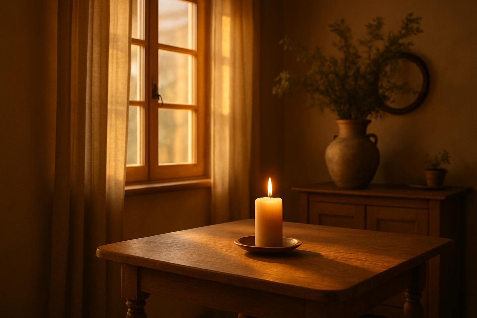 Warm candlelit home scene representing the nurturing energy of angel number 96
