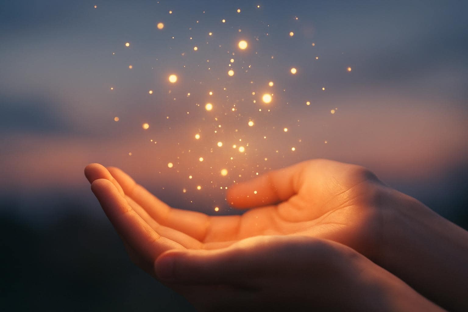 Hands open to receive light, symbolizing openness to abundance