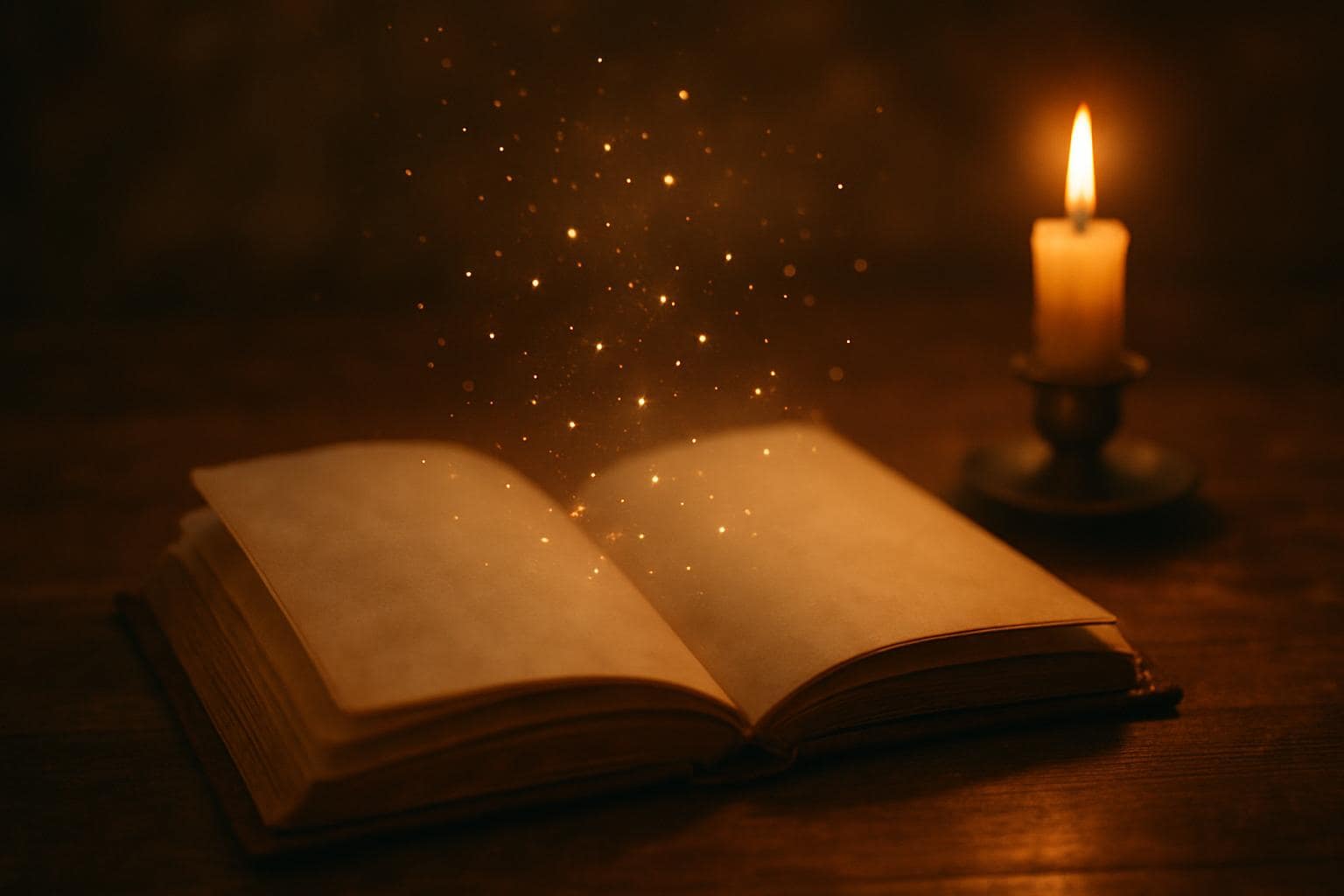 An open journal glowing with warm candlelight, symbolizing self-reflection and uncovering hidden life patterns