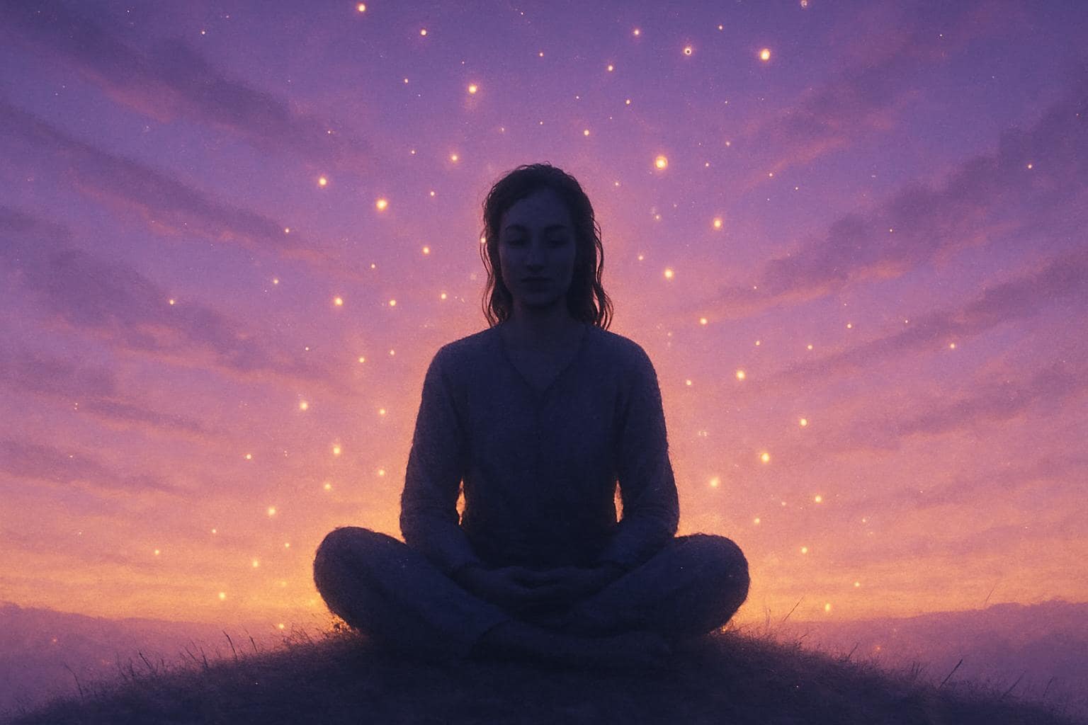 Person meditating at dawn representing the intuitive awakening of Life Path 11