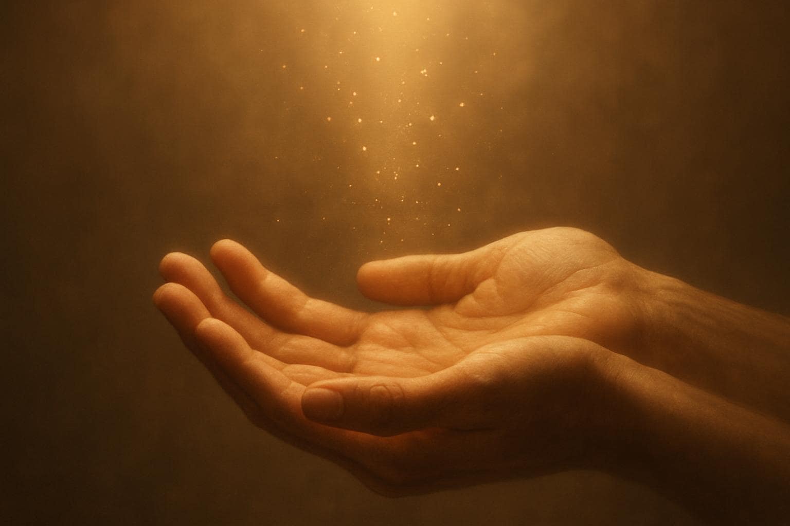 Open hands catching golden light, symbolizing the compassionate teaching energy of Life Path 33