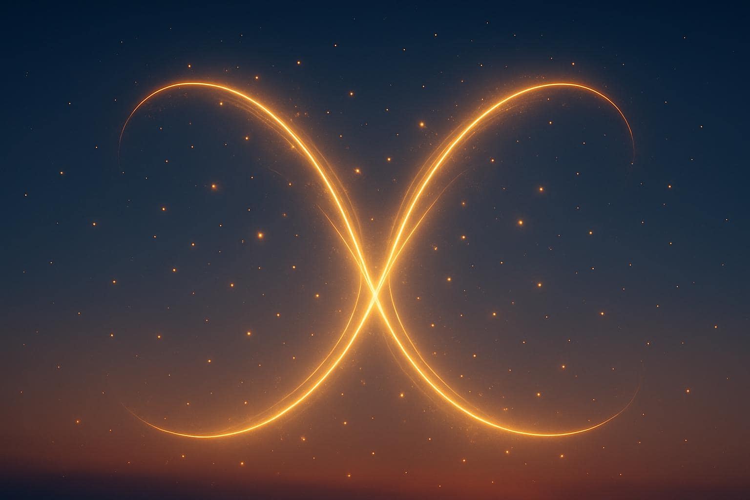Symmetrical golden light trails representing the mirrored energy of 15:15