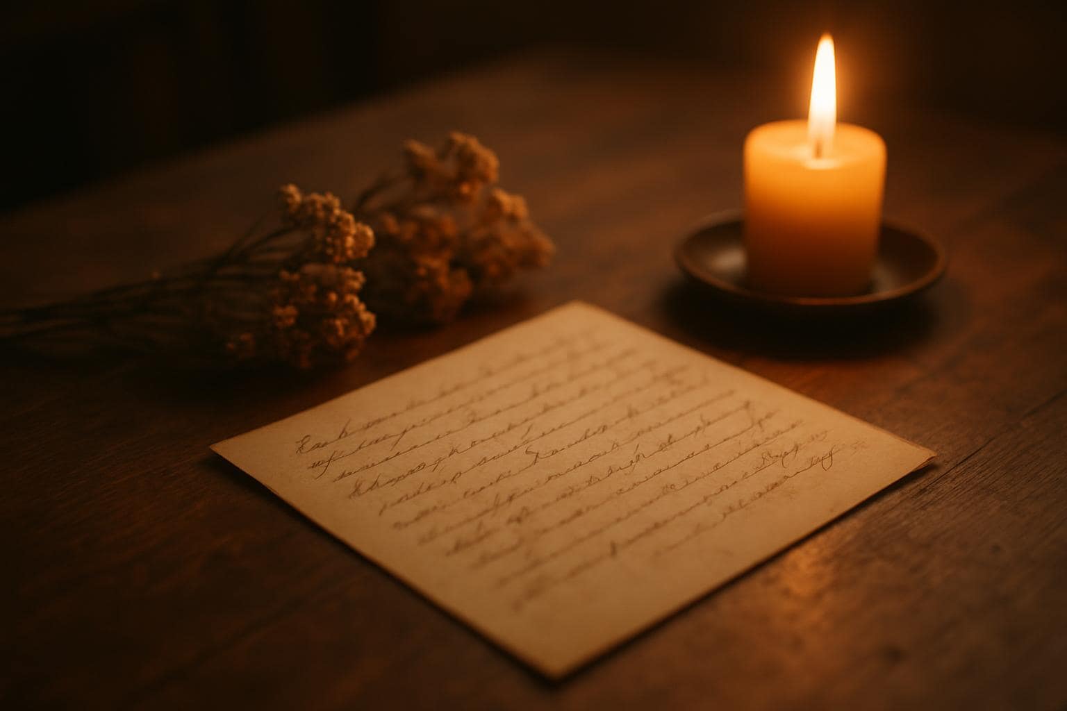 A handwritten letter and candle symbolizing reflection on the heart's true desires